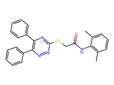 N-(2,6-dimethylphenyl)-2-[(5,6-diphenyl-1,2,4-triazin-3-yl)sulfanyl]acetamide structure