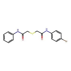 2-[2-(4-bromoanilino)-2-oxoethyl]sulfanyl-N-phenylacetamide structure