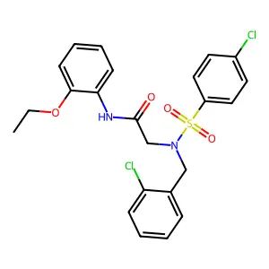 2-[(2-chlorophenyl)methyl-(4-chlorophenyl)sulfonylamino]-N-(2-ethoxyphenyl)acetamide structure