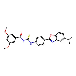 3,5-dimethoxy-N-({4-[5-(propan-2-yl)-1,3-benzoxazol-2-yl]phenyl}carbamothioyl)benzamide structure