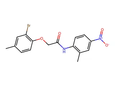 2-(2-bromo-4-methylphenoxy)-N-(2-methyl-4-nitrophenyl)acetamide structure