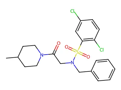 N-benzyl-2,5-dichloro-N-[2-(4-methylpiperidin-1-yl)-2-oxoethyl]benzenesulfonamide structure