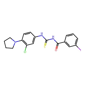 N-[(3-chloro-4-pyrrolidin-1-ylphenyl)carbamothioyl]-3-iodobenzamide structure