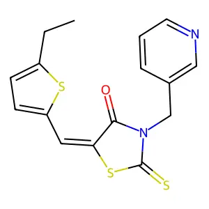 (5Z)-5-[(5-ethylthiophen-2-yl)methylidene]-3-(pyridin-3-ylmethyl)-2-sulfanylidene-1,3-thiazolidin-4-one structure