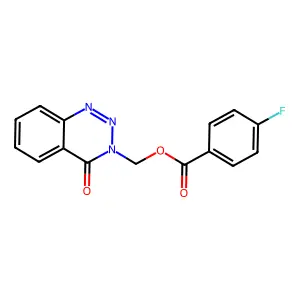 (4-oxobenzo[d][1,2,3]triazin-3(4H)-yl)methyl 4-fluorobenzoate structure