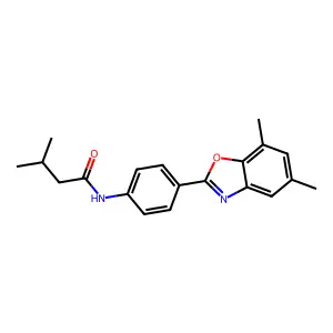 N-[4-(5,7-dimethyl-1,3-benzoxazol-2-yl)phenyl]-3-methylbutanamide structure
