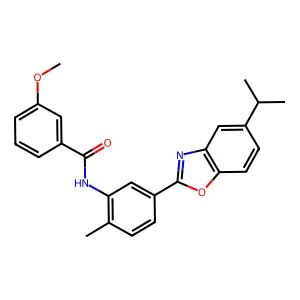 3-methoxy-N-{2-methyl-5-[5-(propan-2-yl)-1,3-benzoxazol-2-yl]phenyl}benzamide structure