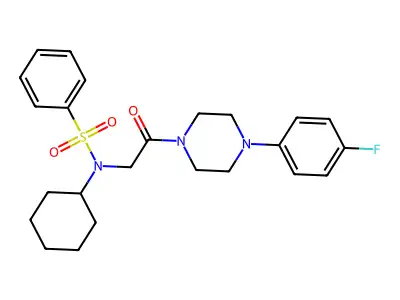 N-cyclohexyl-N-[2-[4-(4-fluorophenyl)piperazin-1-yl]-2-oxoethyl]benzenesulfonamide structure