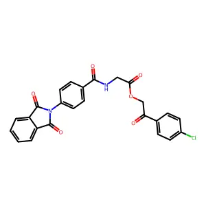 [2-(4-chlorophenyl)-2-oxoethyl] 2-[[4-(1,3-dioxoisoindol-2-yl)benzoyl]amino]acetate structure