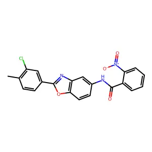 N-[2-(3-chloro-4-methylphenyl)-1,3-benzoxazol-5-yl]-2-nitrobenzamide structure