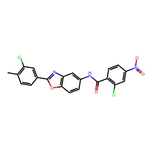 2-chloro-N-[2-(3-chloro-4-methylphenyl)-1,3-benzoxazol-5-yl]-4-nitrobenzamide structure