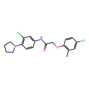 2-(4-chloro-2-methylphenoxy)-N-(3-chloro-4-pyrrolidin-1-ylphenyl)acetamide structure
