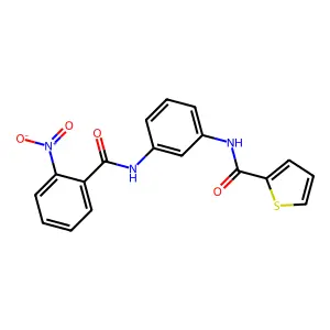 N-[3-[(2-nitrobenzoyl)amino]phenyl]thiophene-2-carboxamide structure