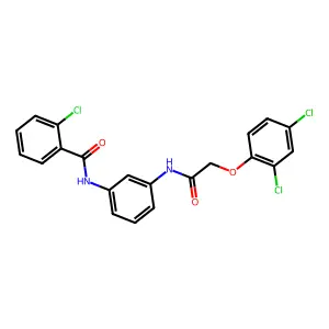 2-chloro-N-[3-[[2-(2,4-dichlorophenoxy)acetyl]amino]phenyl]benzamide structure