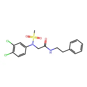 2-[3,4-dichloro(methylsulfonyl)anilino]-N-(2-phenylethyl)acetamide structure