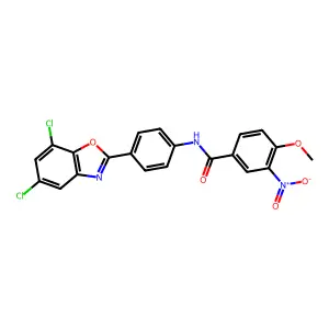 N-[4-(5,7-dichloro-1,3-benzoxazol-2-yl)phenyl]-4-methoxy-3-nitrobenzamide structure
