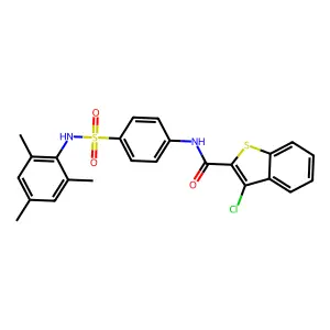 3-chloro-N-{4-[(mesitylamino)sulfonyl]phenyl}-1-benzothiophene-2-carboxamide structure