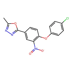 2-[4-(4-Chlorophenoxy)-3-nitrophenyl]-5-methyl-1,3,4-oxadiazole structure