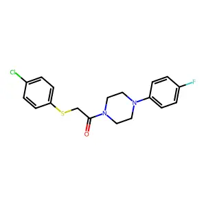 2-(4-Chlorophenyl)sulfanyl-1-[4-(4-fluorophenyl)piperazin-1-yl]ethanone structure