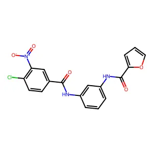 N-[3-[(4-chloro-3-nitrobenzoyl)amino]phenyl]furan-2-carboxamide structure