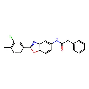 N-[2-(3-chloro-4-methylphenyl)-1,3-benzoxazol-5-yl]-2-phenylacetamide structure