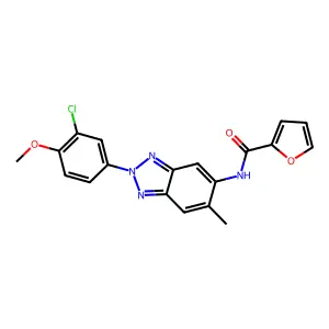 N-[2-(3-chloro-4-methoxyphenyl)-6-methylbenzotriazol-5-yl]furan-2-carboxamide structure