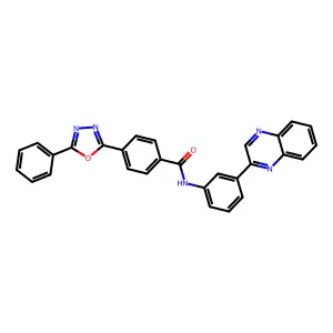 4-(5-phenyl-1,3,4-oxadiazol-2-yl)-N-(3-quinoxalin-2-ylphenyl)benzamide structure