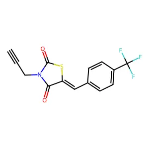 (5E)-3-(prop-2-yn-1-yl)-5-[4-(trifluoromethyl)benzylidene]-1,3-thiazolidine-2,4-dione structure