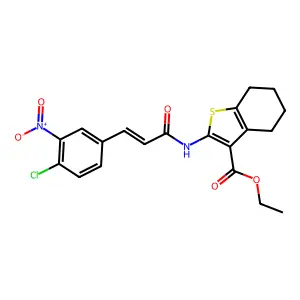 ethyl 2-{[(2E)-3-(4-chloro-3-nitrophenyl)prop-2-enoyl]amino}-4,5,6,7-tetrahydro-1-benzothiophene-3-carboxylate structure