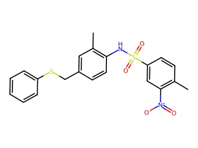 4-methyl-N-[2-methyl-4-(phenylsulfanylmethyl)phenyl]-3-nitrobenzenesulfonamide structure