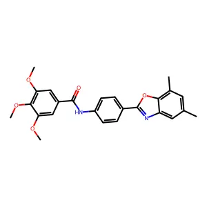 N-[4-(5,7-dimethyl-1,3-benzoxazol-2-yl)phenyl]-3,4,5-trimethoxybenzamide structure