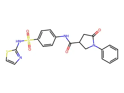 5-oxo-1-phenyl-N-[4-(1,3-thiazol-2-ylsulfamoyl)phenyl]pyrrolidine-3-carboxamide structure