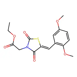 ethyl [(5E)-5-(2,5-dimethoxybenzylidene)-2,4-dioxo-1,3-thiazolidin-3-yl]acetate structure