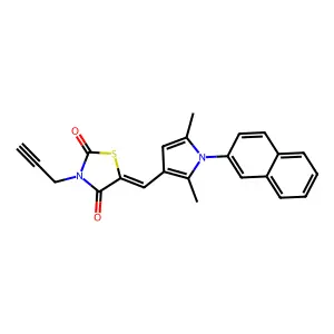 (5E)-5-[(2,5-dimethyl-1-naphthalen-2-ylpyrrol-3-yl)methylidene]-3-prop-2-ynyl-1,3-thiazolidine-2,4-dione structure