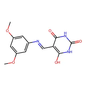 5-(((3,5-dimethoxyphenyl)amino)methylene)pyrimidine-2,4,6(1H,3H,5H)-trione structure