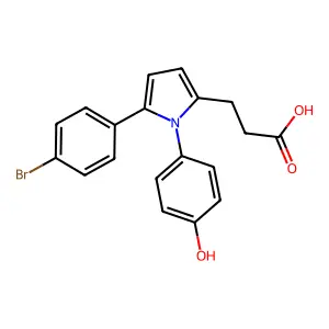 3-[5-(4-bromophenyl)-1-(4-hydroxyphenyl)pyrrol-2-yl]propanoic Acid structure