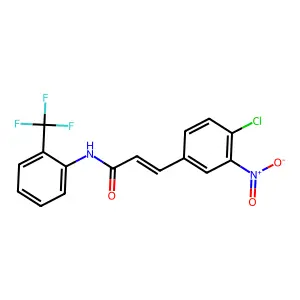 (2E)-3-(4-chloro-3-nitrophenyl)-N-[2-(trifluoromethyl)phenyl]prop-2-enamide structure