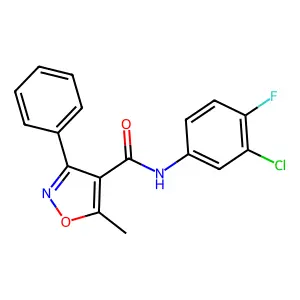 N-(3-chloro-4-fluorophenyl)-5-methyl-3-phenyl-1,2-oxazole-4-carboxamide structure