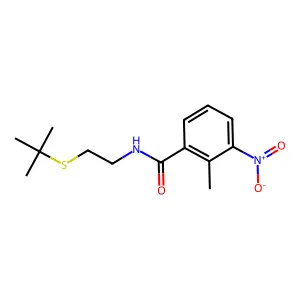 N-(2-tert-butylsulfanylethyl)-2-methyl-3-nitrobenzamide structure