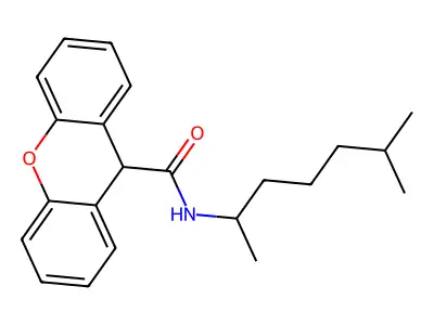 N-(6-methylheptan-2-yl)-9H-xanthene-9-carboxamide structure