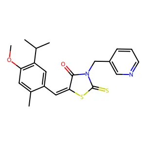 (5Z)-5-[(4-methoxy-2-methyl-5-propan-2-ylphenyl)methylidene]-3-(pyridin-3-ylmethyl)-2-sulfanylidene-1,3-thiazolidin-4-one structure
