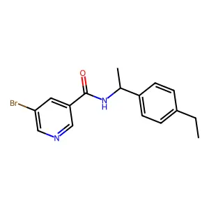 5-bromo-N-[1-(4-ethylphenyl)ethyl]pyridine-3-carboxamide structure