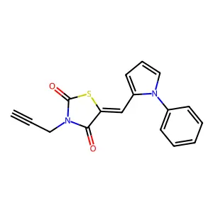 (5E)-5-[(1-phenylpyrrol-2-yl)methylidene]-3-prop-2-ynyl-1,3-thiazolidine-2,4-dione structure