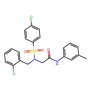 2-[(2-chlorophenyl)methyl-(4-chlorophenyl)sulfonylamino]-N-(3-methylphenyl)acetamide structure