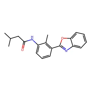 N-[3-(1,3-benzoxazol-2-yl)-2-methylphenyl]-3-methylbutanamide structure