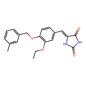 (5E)-5-{3-ethoxy-4-[(3-methylbenzyl)oxy]benzylidene}imidazolidine-2,4-dione structure