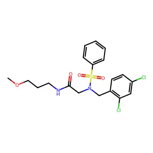 2-[benzenesulfonyl-[(2,4-dichlorophenyl)methyl]amino]-N-(3-methoxypropyl)acetamide structure