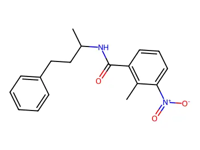 2-methyl-3-nitro-N-(4-phenylbutan-2-yl)benzamide structure