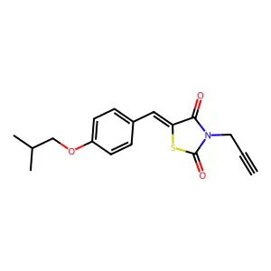 (5E)-5-[[4-(2-methylpropoxy)phenyl]methylidene]-3-prop-2-ynyl-1,3-thiazolidine-2,4-dione structure
