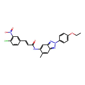 (2E)-3-(4-chloro-3-nitrophenyl)-N-[2-(4-ethoxyphenyl)-6-methyl-2H-benzotriazol-5-yl]prop-2-enamide structure